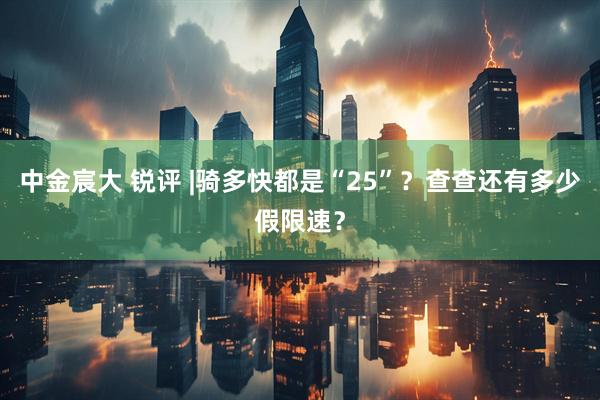 中金宸大 锐评 |骑多快都是“25”？查查还有多少假限速？